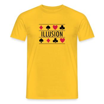 Illusion mit Kartensymbolen - Männer T-Shirt - Gelb - Vorne - AI Model Male 178 dark (178cm)