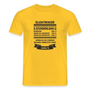 Elektriker Stundenlohn - Männer T-Shirt - Gelb - Vorne - AI Model Male 178 dark (178cm)