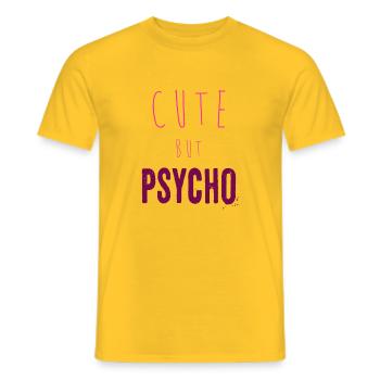 Ironischer Spruch - CUTE but PSYCHO - Männer T-Shirt - Gelb - Vorne - AI Model Male 178 dark (178cm)