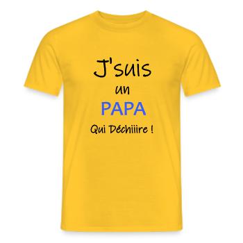 J'suis un papa qui déchire - T-shirt homme - jaune - Devant - AI Model Male 178 dark (178cm)