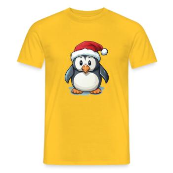 süßer Pinguin mit Weihnachtsmütze - Männer T-Shirt - Gelb - Vorne - AI Model Male 178 dark (178cm)