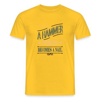 Bday Fun Chainsaw Tools Woodworker - Men's T-Shirt - yellow - Front - AI Model Male 178 dark (178cm)