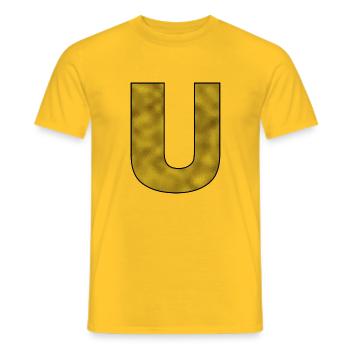Letter U Gold - Men's T-Shirt - yellow - Front - AI Model Male 178 dark (178cm)
