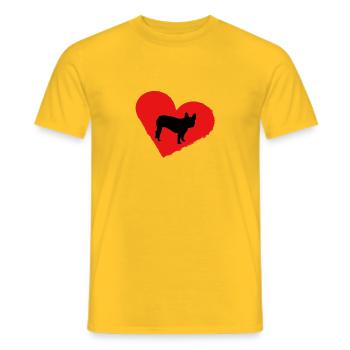 Frenchie, Bully, Bouledogue français, Cadeau - T-shirt homme - jaune - Devant - AI Model Male 178 dark (178cm)
