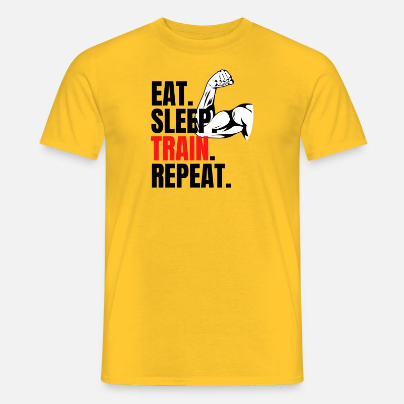 eat sleep, train repeat - Männer T-Shirt - Gelb