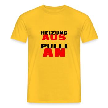 Energie sparen / Heizung runter Heizkosten sparen - Männer T-Shirt - Gelb - Vorne - AI Model Male 178 dark (178cm)