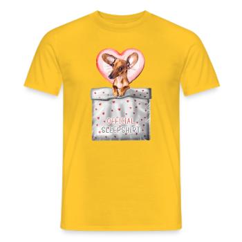 Chemise de nuit officielle teckel mignon - T-shirt homme - jaune - Devant - AI Model Male 178 dark (178cm)