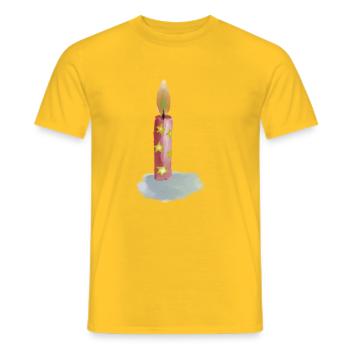 Hand Drawn Birthday Candle with Stars - Men's T-Shirt - yellow - Front - AI Model Male 178 dark (178cm)