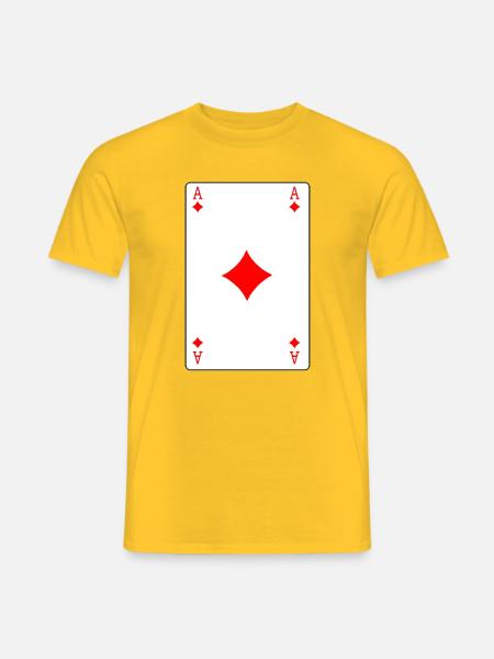 Karo-Ass Spielkarte - Männer T-Shirt - Gelb
