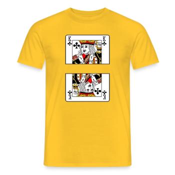 Playing card clover king with banner space - Men's T-Shirt - yellow - Front - AI Model Male 178 dark (178cm)