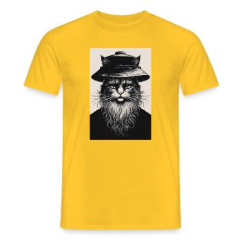 The Silent Cat - Men's T-Shirt - yellow - Front - AI Model Male 178 dark (178cm)