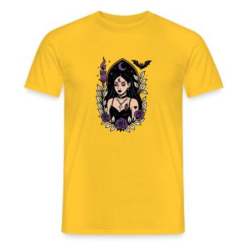 Sorcière gothique violette - T-shirt homme - jaune - Devant - AI Model Male 178 dark (178cm)