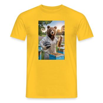 Humanoider Imker Bär mit Wabe und Bienen - Männer T-Shirt - Gelb - Vorne - AI Model Male 178 dark (178cm)
