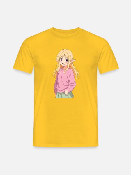 June – Cute Anime Elfenmädchen im Fantasy-Stil - Männer T-Shirt - Gelb