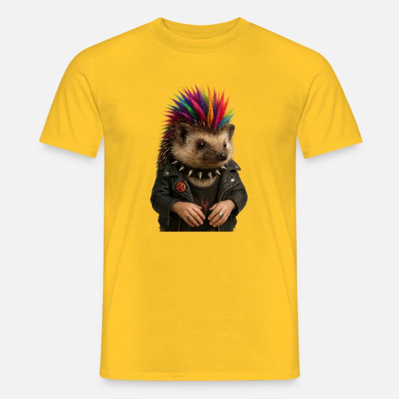 Bunter Igel Punk mit stylischem Flair - Männer T-Shirt - Gelb