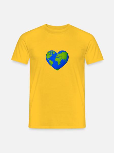 Weltherz in Herzform - Männer T-Shirt - Gelb