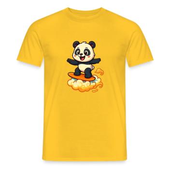 Panda Surfer cartoon Design - Men's T-Shirt - yellow - Front - AI Model Male 178 dark (178cm)