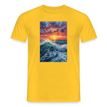 Sunset over the sea - Men's T-Shirt - yellow - Front - AI Model Male 178 dark (178cm)