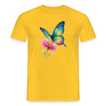 Colorful butterfly and flower - Men's T-Shirt - yellow - Front - AI Model Male 178 dark (178cm)