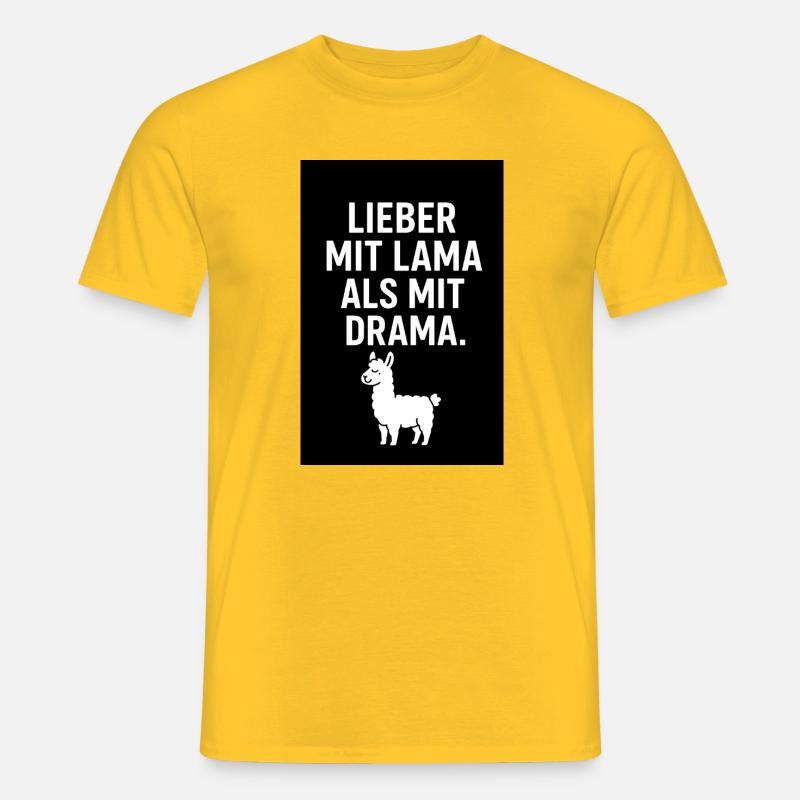 Lieber mit Lama als mit Drama - Männer T-Shirt - Gelb
