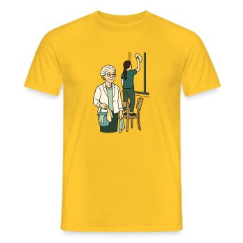 Oma Karin - Männer T-Shirt - Gelb - Vorne - AI Model Male 178 dark (178cm)