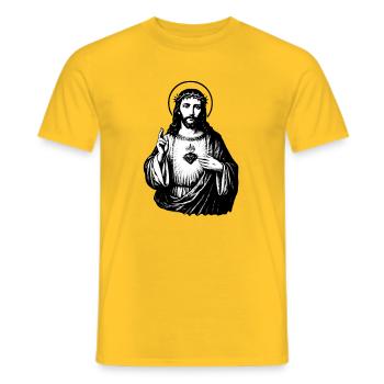 Herz Jesu StreetArt Stencil Stil - Männer T-Shirt - Gelb - Vorne - AI Model Male 178 dark (178cm)