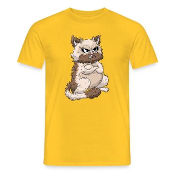mürrische Katze - Men's T-Shirt - yellow - Front - AI Model Male 178 dark (178cm)