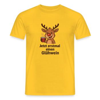 Hirsch Rudolph Frohe Weihnachten süß - Männer T-Shirt - Gelb - Vorne - AI Model Male 178 dark (178cm)