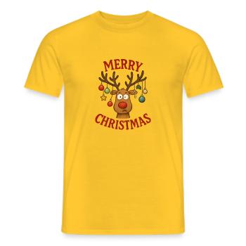 Hirsch Rudolph Frohe Weihnachten süß - Männer T-Shirt - Gelb - Vorne - AI Model Male 178 dark (178cm)