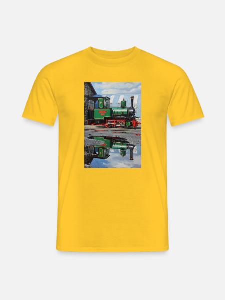 Steam Locomotive Reflection - Men's T-Shirt - yellow