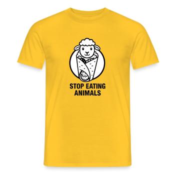 Stop eating animals | Kebab lamb - Men's T-Shirt - yellow - Front - AI Model Male 178 dark (178cm)