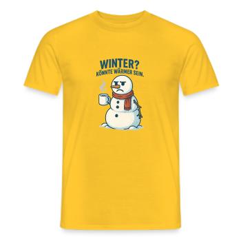 Winter? Wärm dich mit Kaffee - Männer T-Shirt - Gelb - Vorne - AI Model Male 178 dark (178cm)