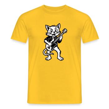 Cat Guitarist Rock Figure - Men's T-Shirt - yellow - Front - AI Model Male 178 dark (178cm)