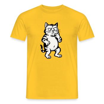 Dessin animé du chat pensif - T-shirt homme - jaune - Devant - AI Model Male 178 dark (178cm)