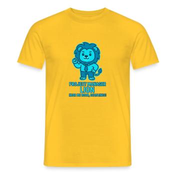 Project Manager Löwe – Deadlines - Men's T-Shirt - yellow - Front - AI Model Male 178 dark (178cm)