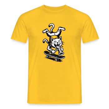 Cats Banksy-Style Street Art - Men's T-Shirt - yellow - Front - AI Model Male 178 dark (178cm)