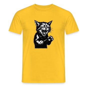 Schreiende Katzensilhouette - Männer T-Shirt - Gelb - Vorne - AI Model Male 178 dark (178cm)