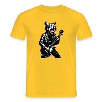 Katzen-Rocker mit Gitarre - Männer T-Shirt - Gelb - Vorne - AI Model Male 178 dark (178cm)