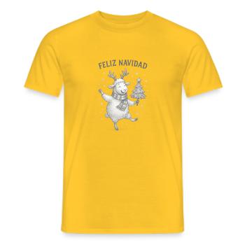 Feliz Navidad Schaf mit Weihnachtsbaum - Männer T-Shirt - Gelb - Vorne - AI Model Male 178 dark (178cm)