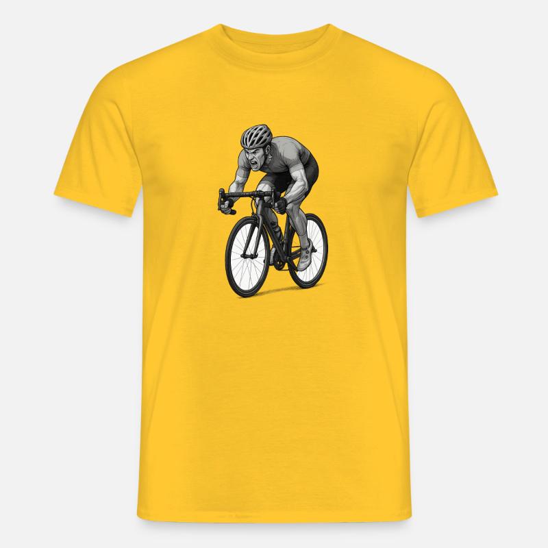 Rennrad Sprinter Comic Illustration - Männer T-Shirt - Gelb