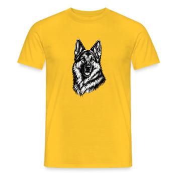 Illustration de chien de berger – Chien dessinant artistique - T-shirt homme - jaune - Devant - AI Model Male 178 dark (178cm)