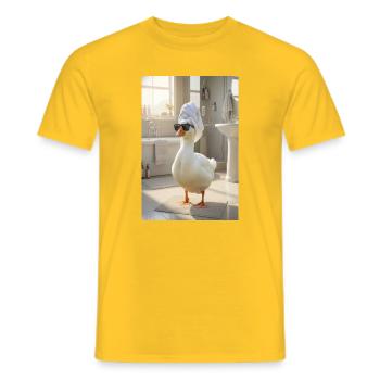 Spa-Ente im Handtuch-Turban - Männer T-Shirt - Gelb - Vorne - AI Model Male 178 dark (178cm)