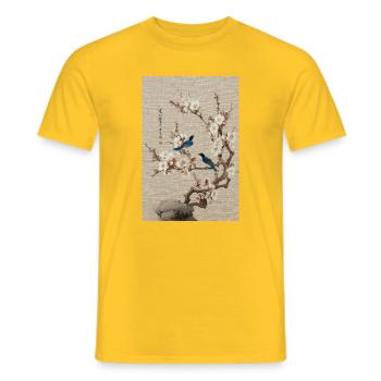 Blossom und Blue Birds Harmonie - Männer T-Shirt - Gelb - Vorne - AI Model Male 178 dark (178cm)