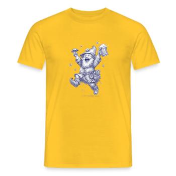 Gnom mit Pilz und Bierglas - Männer T-Shirt - Gelb - Vorne - AI Model Male 178 dark (178cm)