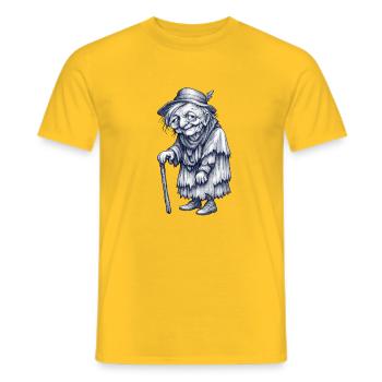 Vintage Old Man with Cane | Granny Witch - Men's T-Shirt - yellow - Front - AI Model Male 178 dark (178cm)