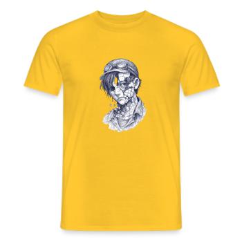 Zerfallener Mechaniker| Surrealer Zomie-Junge - Männer T-Shirt - Gelb - Vorne - AI Model Male 178 dark (178cm)