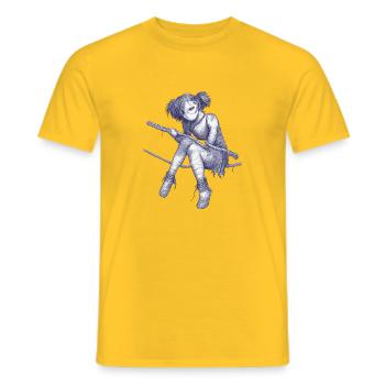 Rope acrobat in dreadpunk - Men's T-Shirt - yellow - Front - AI Model Male 178 dark (178cm)