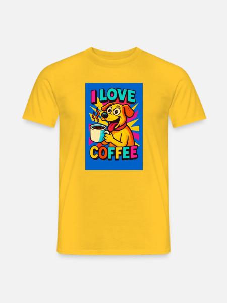 I Love Coffee Dog Cartoon - Men's T-Shirt - yellow