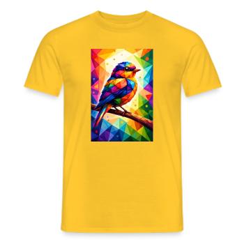 Farbenfroher Vogel im geometrischen Mosaik - Männer T-Shirt - Gelb - Vorne - AI Model Male 178 dark (178cm)