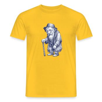 Vieil randonneur avec une canne - T-shirt homme - jaune - Devant - AI Model Male 178 dark (178cm)